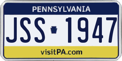PA license plate JSS1947