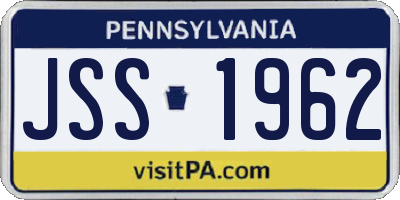 PA license plate JSS1962