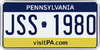 PA license plate JSS1980