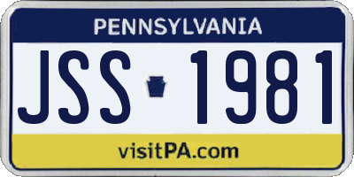 PA license plate JSS1981