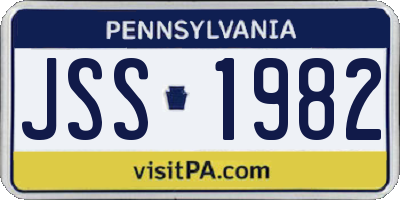 PA license plate JSS1982