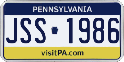 PA license plate JSS1986