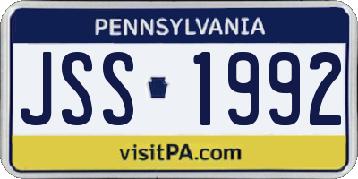 PA license plate JSS1992