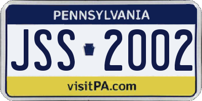 PA license plate JSS2002