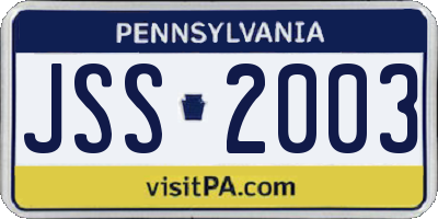 PA license plate JSS2003