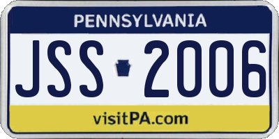 PA license plate JSS2006