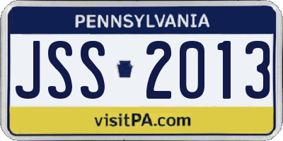 PA license plate JSS2013