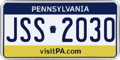 PA license plate JSS2030