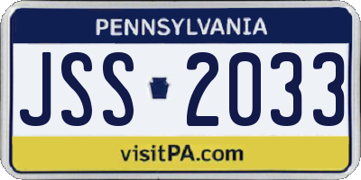 PA license plate JSS2033