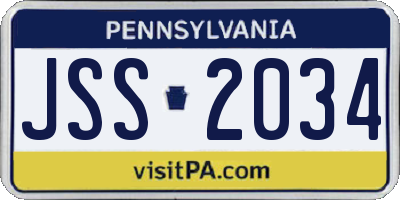 PA license plate JSS2034