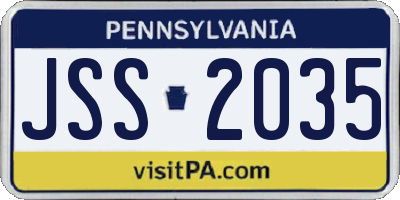 PA license plate JSS2035