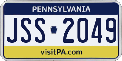 PA license plate JSS2049