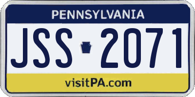 PA license plate JSS2071
