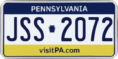 PA license plate JSS2072