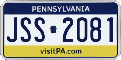 PA license plate JSS2081