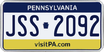 PA license plate JSS2092