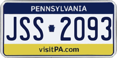 PA license plate JSS2093