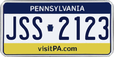 PA license plate JSS2123