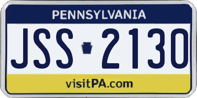 PA license plate JSS2130