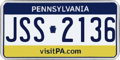 PA license plate JSS2136