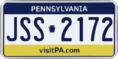 PA license plate JSS2172