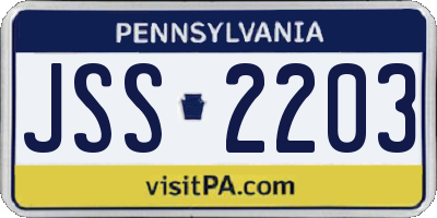 PA license plate JSS2203