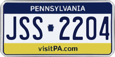 PA license plate JSS2204