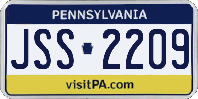 PA license plate JSS2209