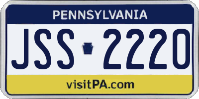 PA license plate JSS2220