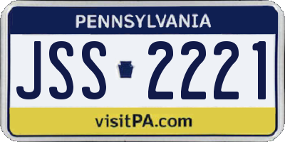 PA license plate JSS2221