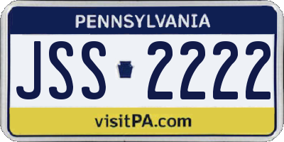 PA license plate JSS2222