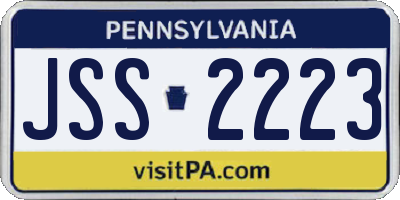 PA license plate JSS2223