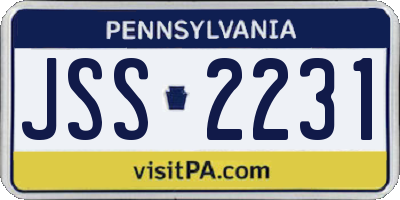 PA license plate JSS2231