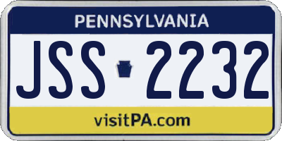 PA license plate JSS2232