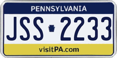 PA license plate JSS2233
