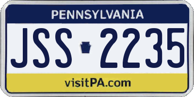 PA license plate JSS2235