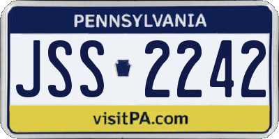 PA license plate JSS2242