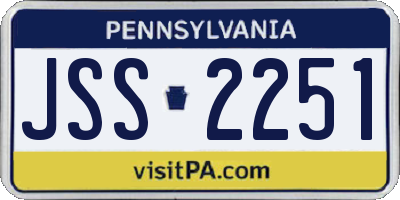 PA license plate JSS2251