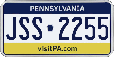 PA license plate JSS2255