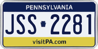 PA license plate JSS2281