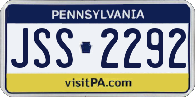 PA license plate JSS2292