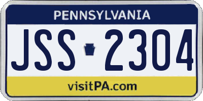 PA license plate JSS2304