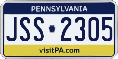 PA license plate JSS2305