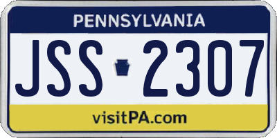 PA license plate JSS2307