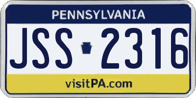PA license plate JSS2316