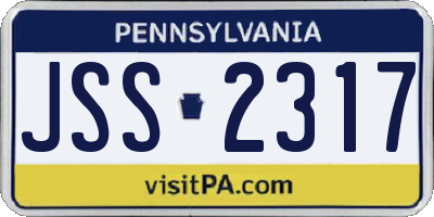 PA license plate JSS2317