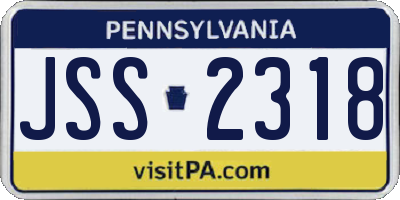 PA license plate JSS2318