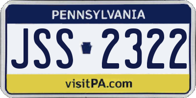 PA license plate JSS2322