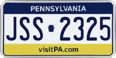 PA license plate JSS2325
