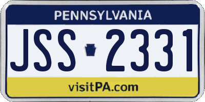 PA license plate JSS2331